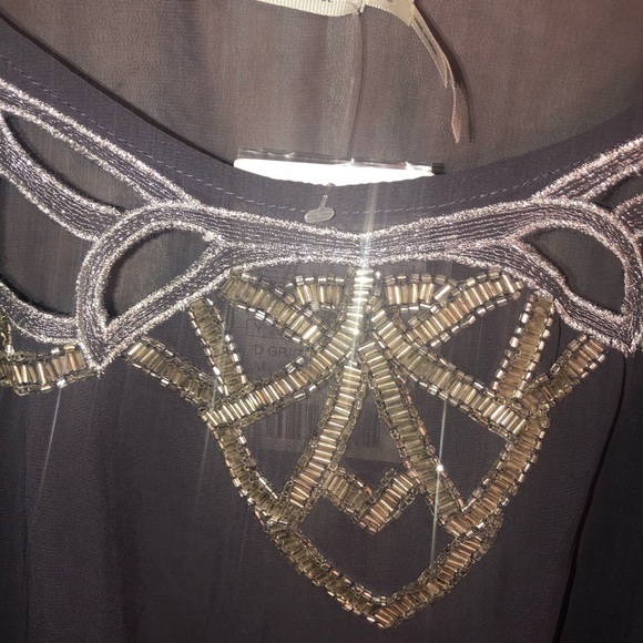 NWT Kimchi Blue Women’s Black Beaded Sheer Cutout Shirt Size Medium - Picture 3 of 7